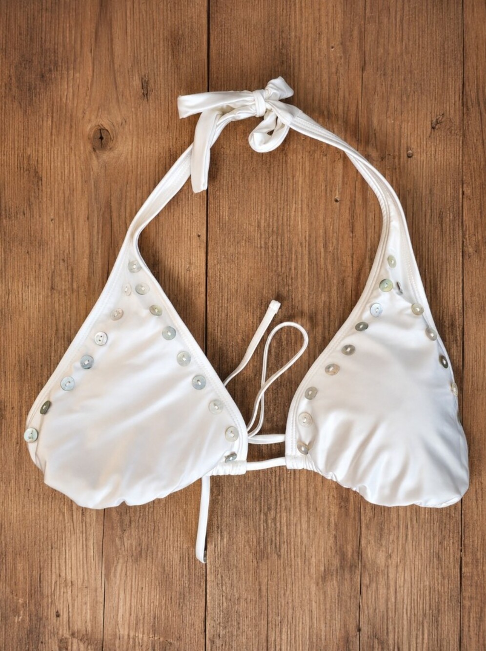 Wild Fable Cream Triangle Bikini Top Shell Button Embellishments Large NWOT